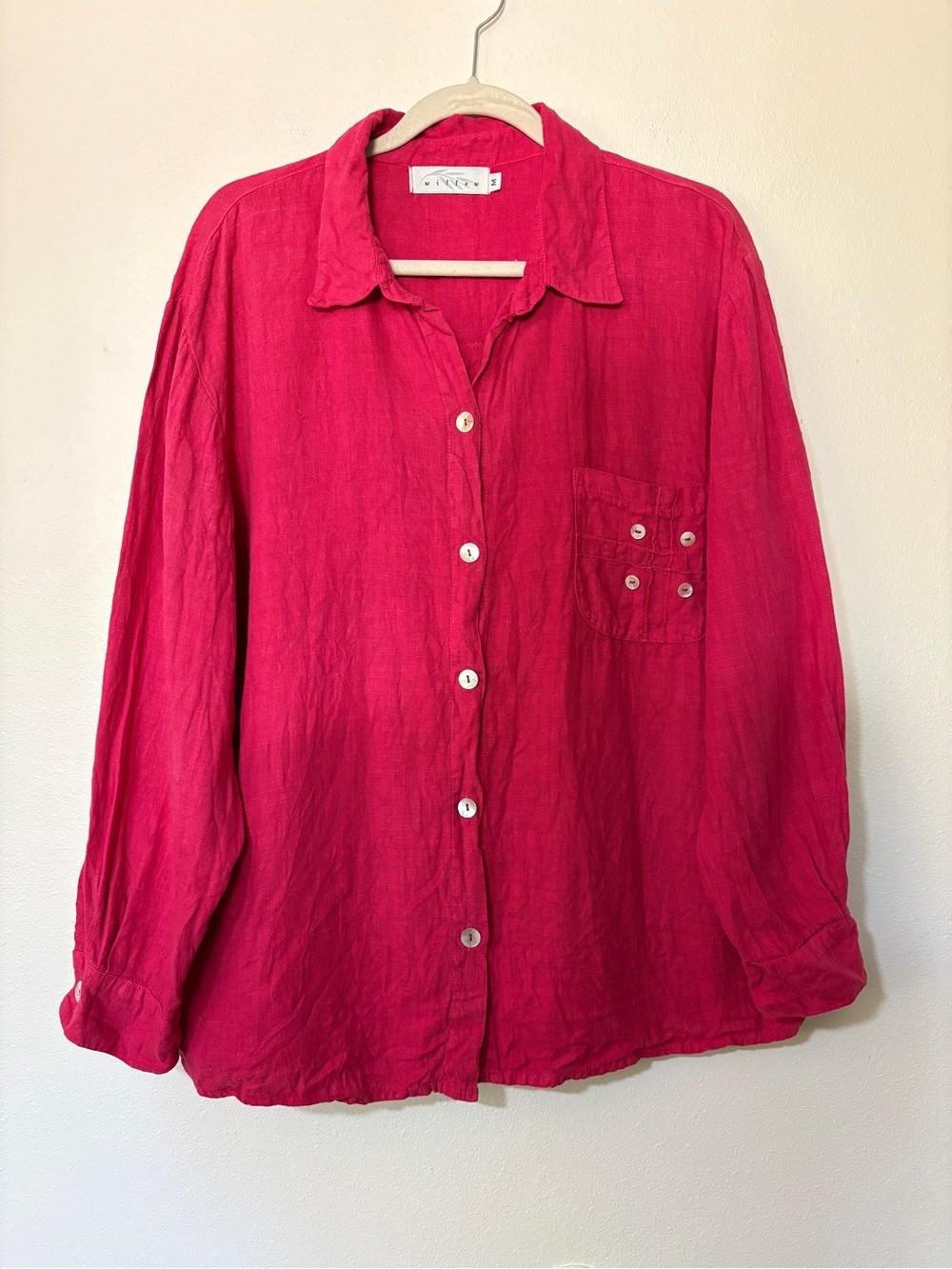 Willow Raspberry Lagenlook Linen Shirt